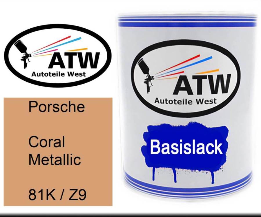 Porsche, Coral Metallic, 81K / Z9: 1L Lackdose, von ATW Autoteile West.